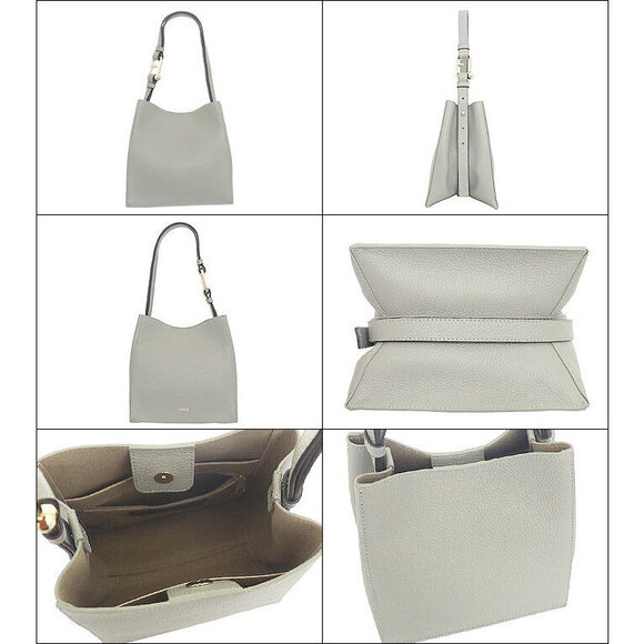 Furla Nuvola Grained Leather Bucket Bag Agave Travel - Picture 2 of 3